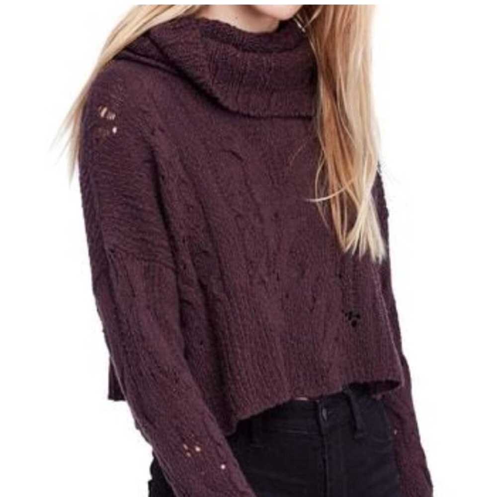 Free People Cowl Neck Cropped Sweater